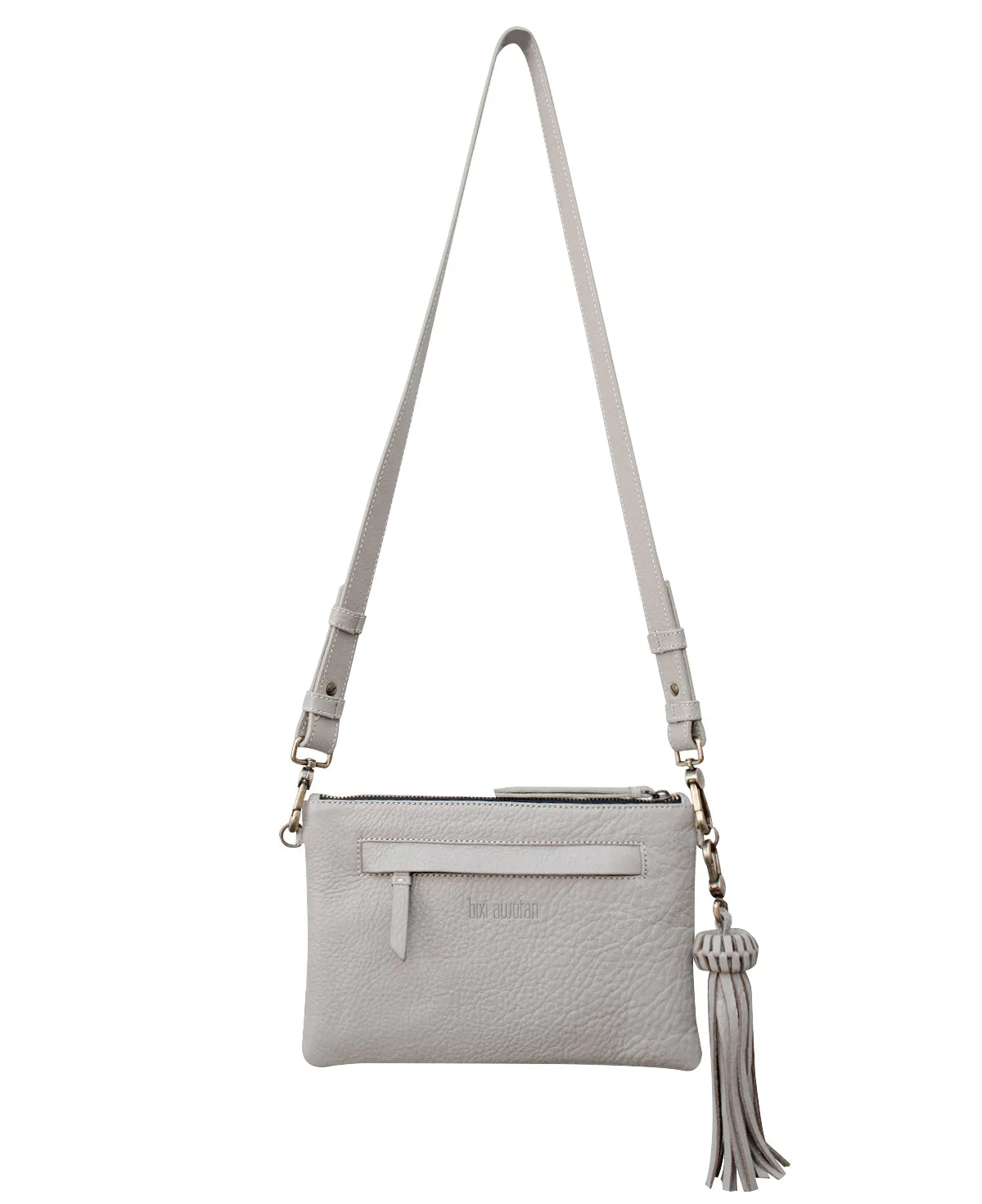 KAHLO Handcrafted Crossbody Bag  - Gray & Furry Gold Leather