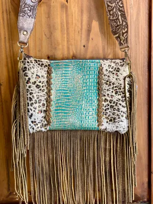 Keep It Gypsy Braided Maxine Cactus Creek Leather/Hide TealCroc Crossbody Purse