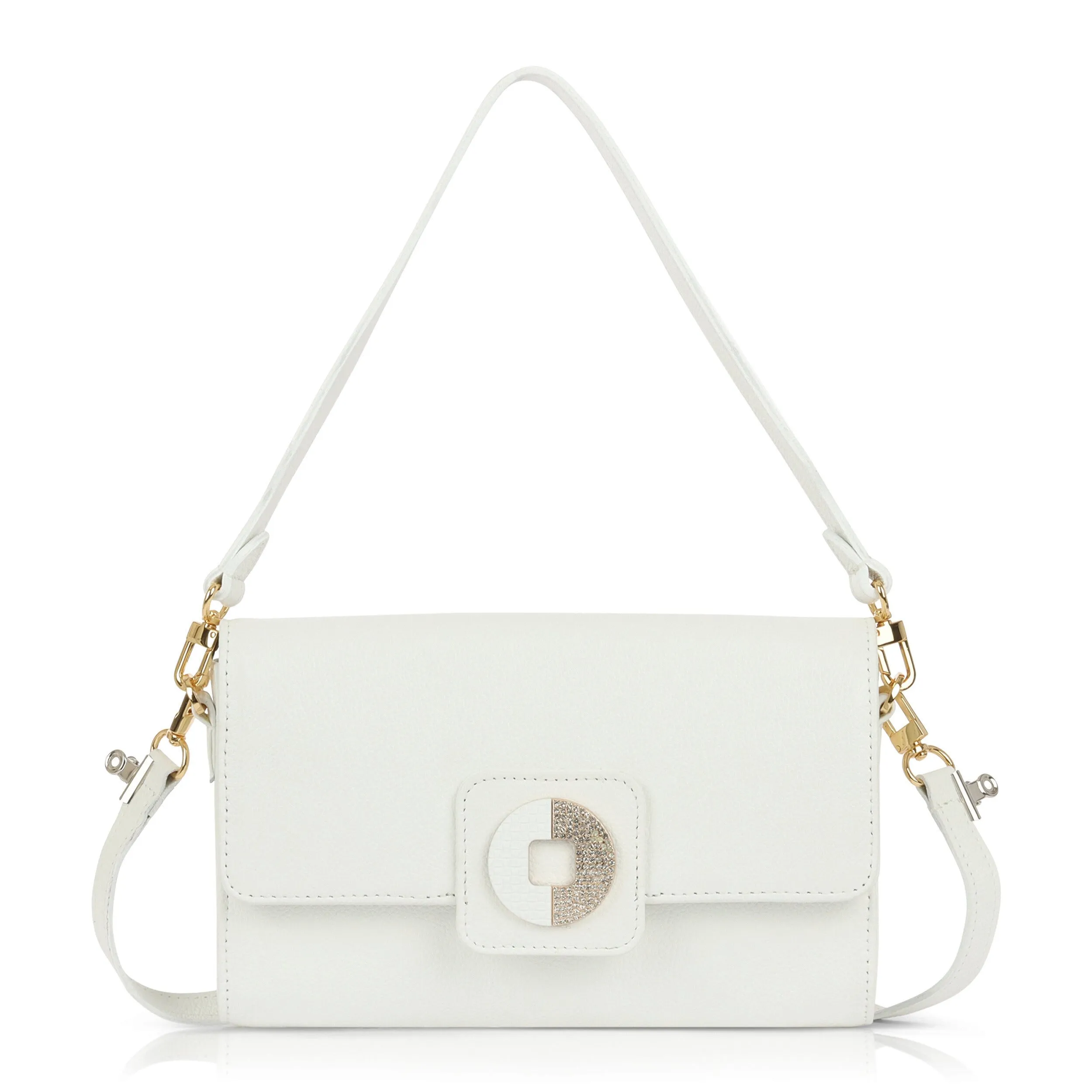 Kelly Shoulder Bag-  White Pebble
