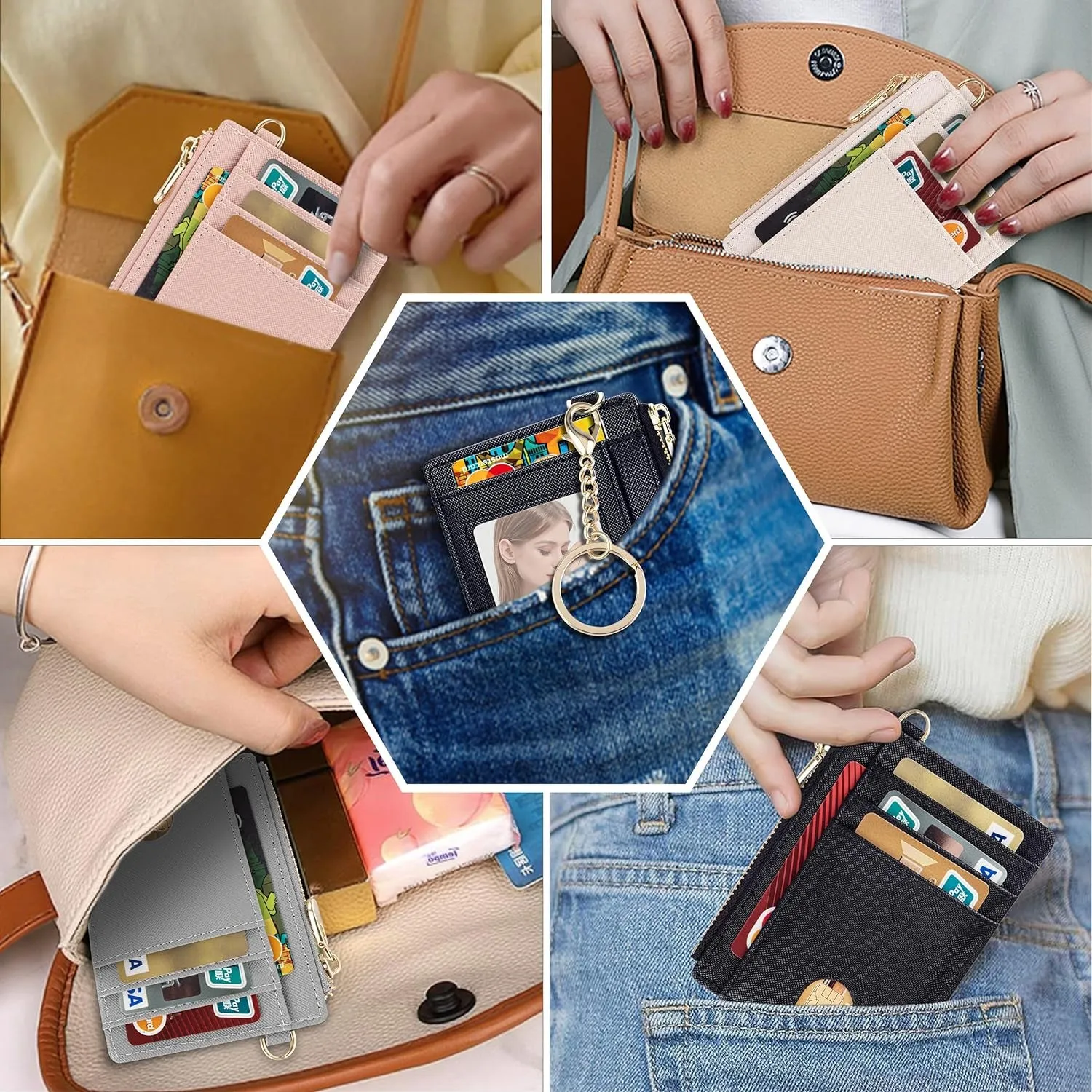Keychain Wallet Slim RFID Blocking Credit Card Holder