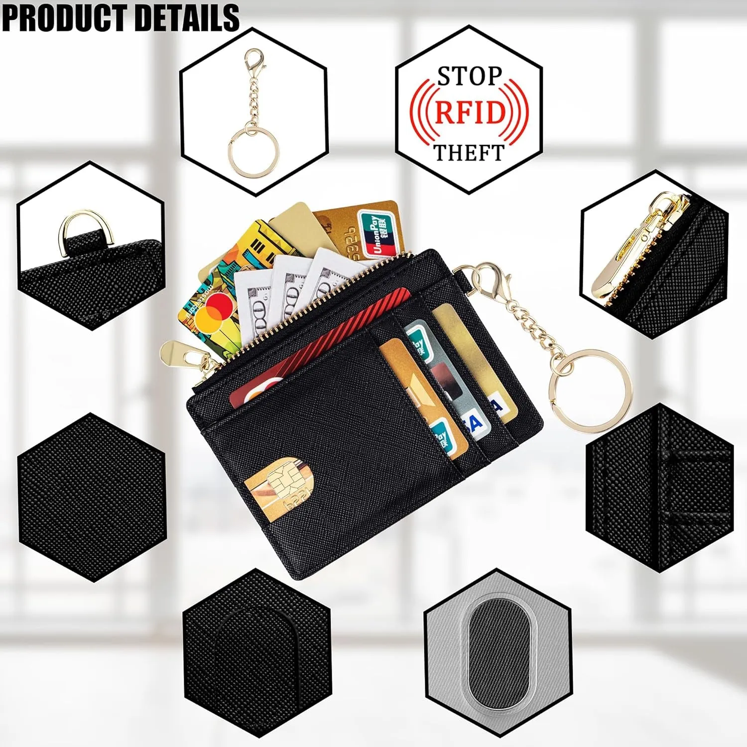 Keychain Wallet Slim RFID Blocking Credit Card Holder