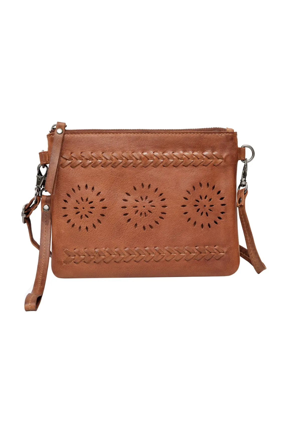 Latico Leathers- 89 Degrees Wristlet - Black, Cognac, and White