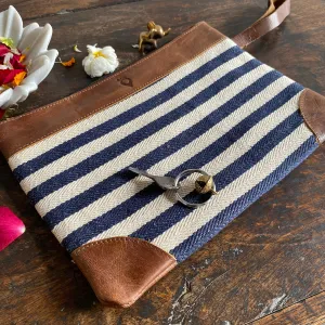 Leather Clutch // Blue Stripe