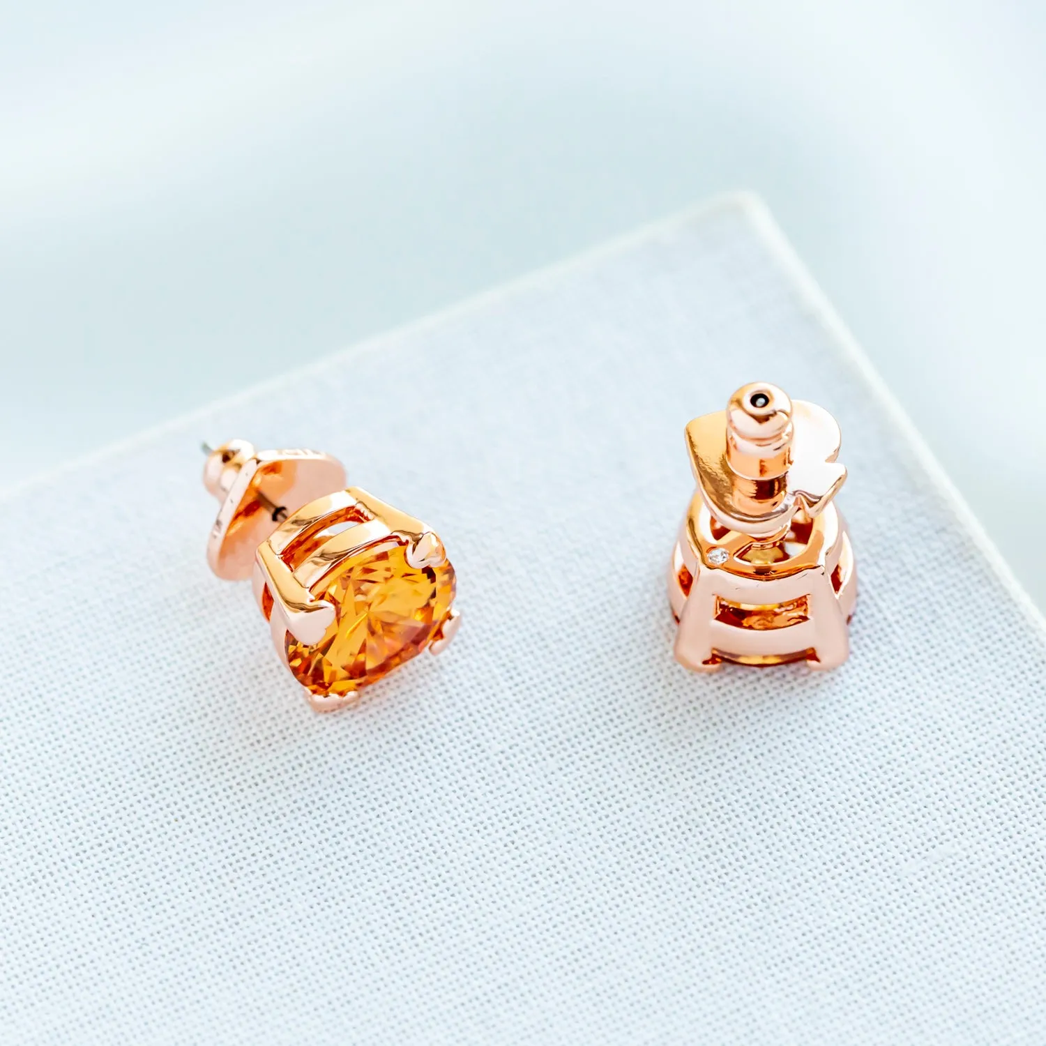 Light Colorado Heart Prong Stud Earrings