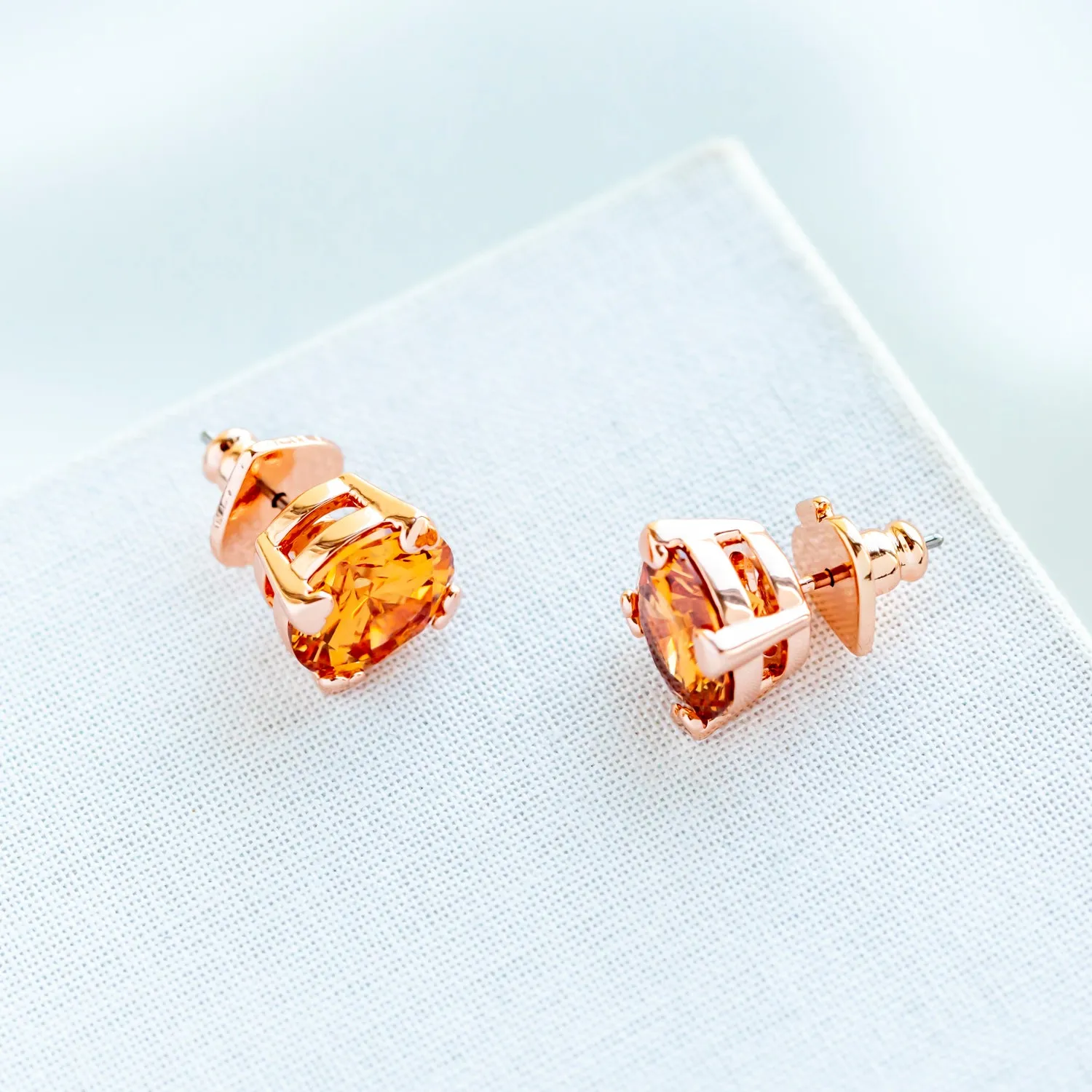 Light Colorado Heart Prong Stud Earrings