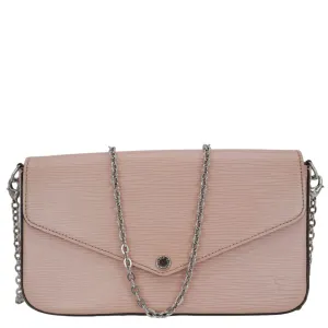 LOUIS VUITTON Felicie Pochette Epi Leather Crossbody Bag Pink