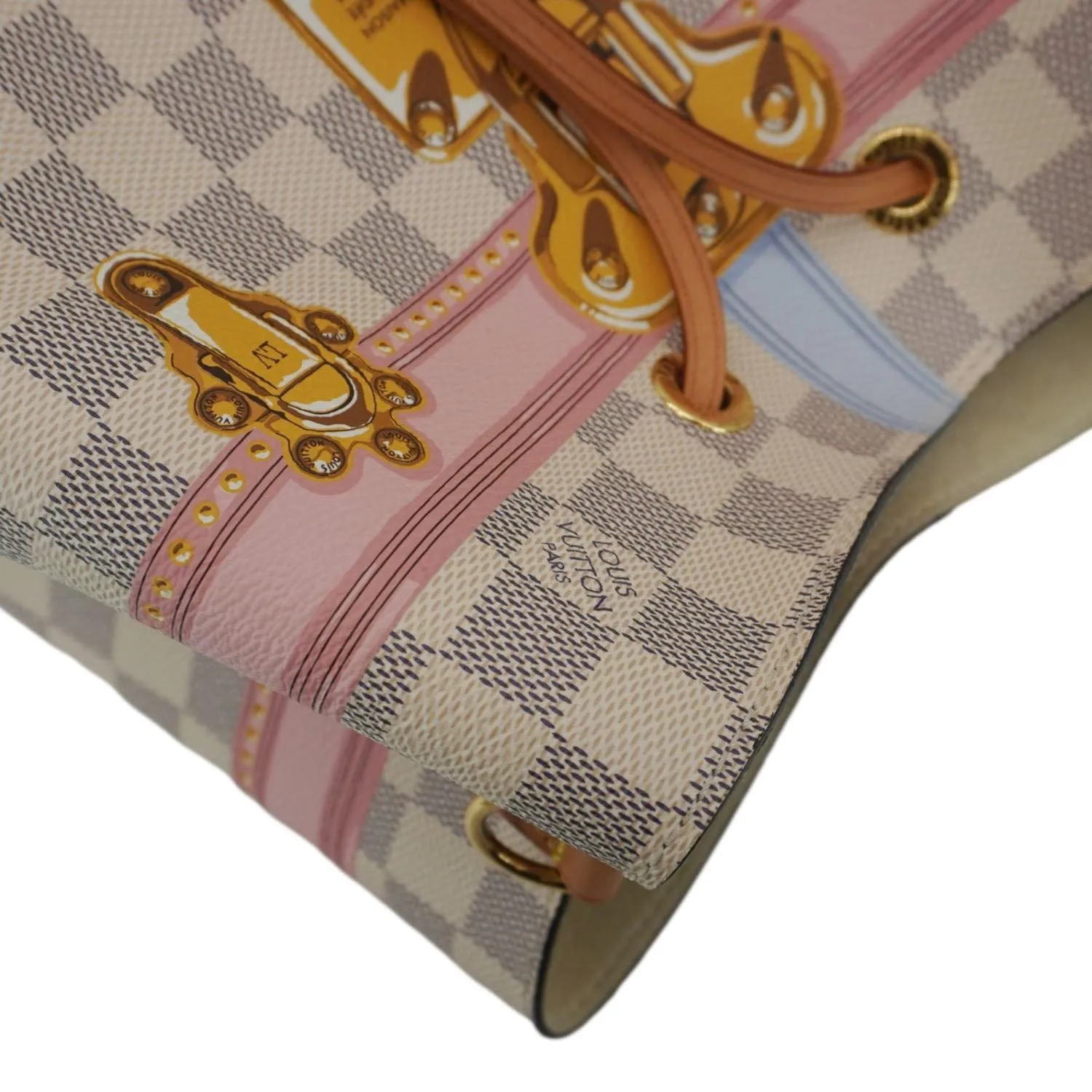 LOUIS VUITTON Neonoe Summer Trunks Damier Azur Crossbody Bag White