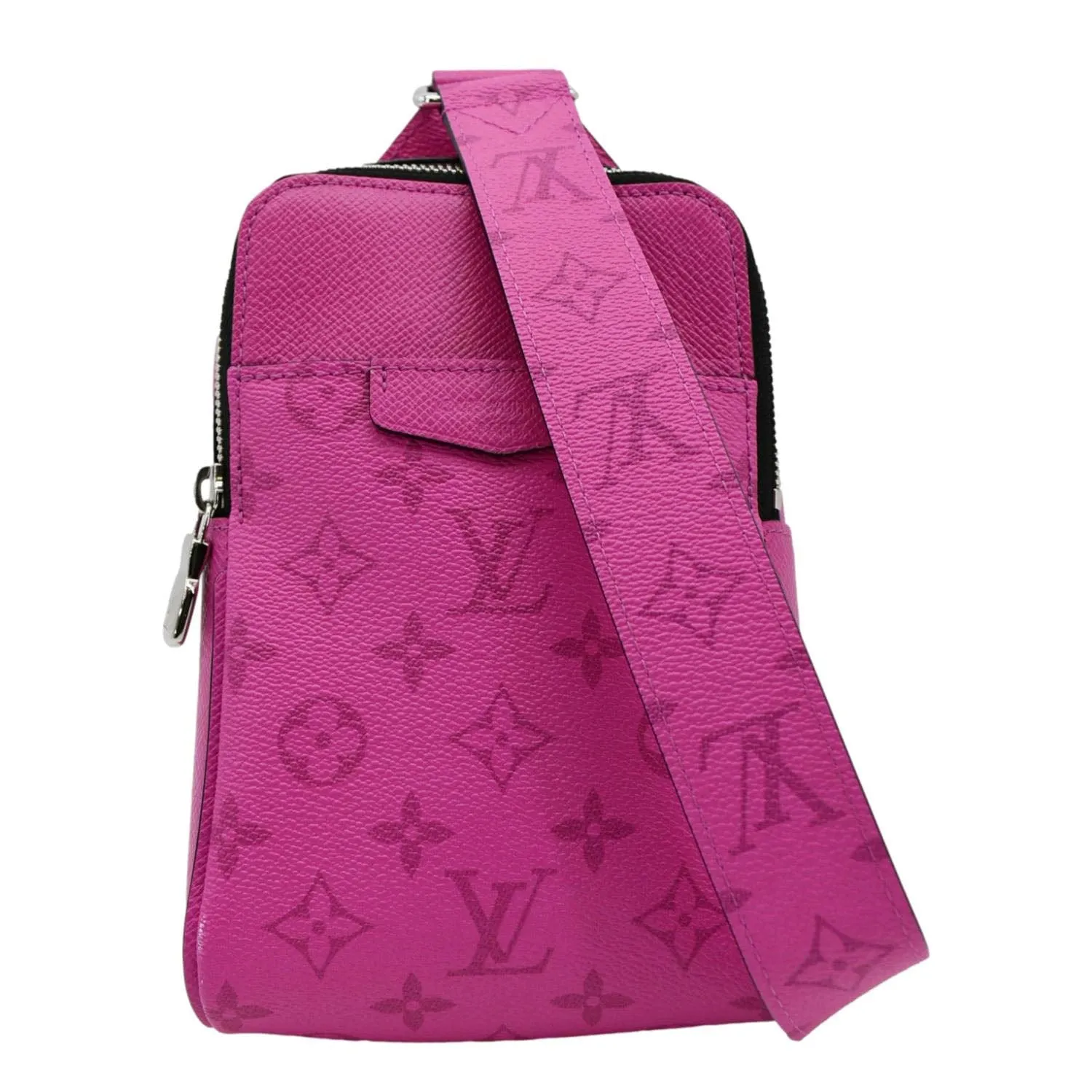 LOUIS VUITTON Outdoor Slingbag Monogram Taigarama Leather Crossbody Bag Fuchsia