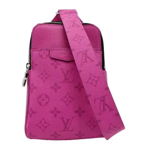 LOUIS VUITTON Outdoor Slingbag Monogram Taigarama Leather Crossbody Bag Fuchsia