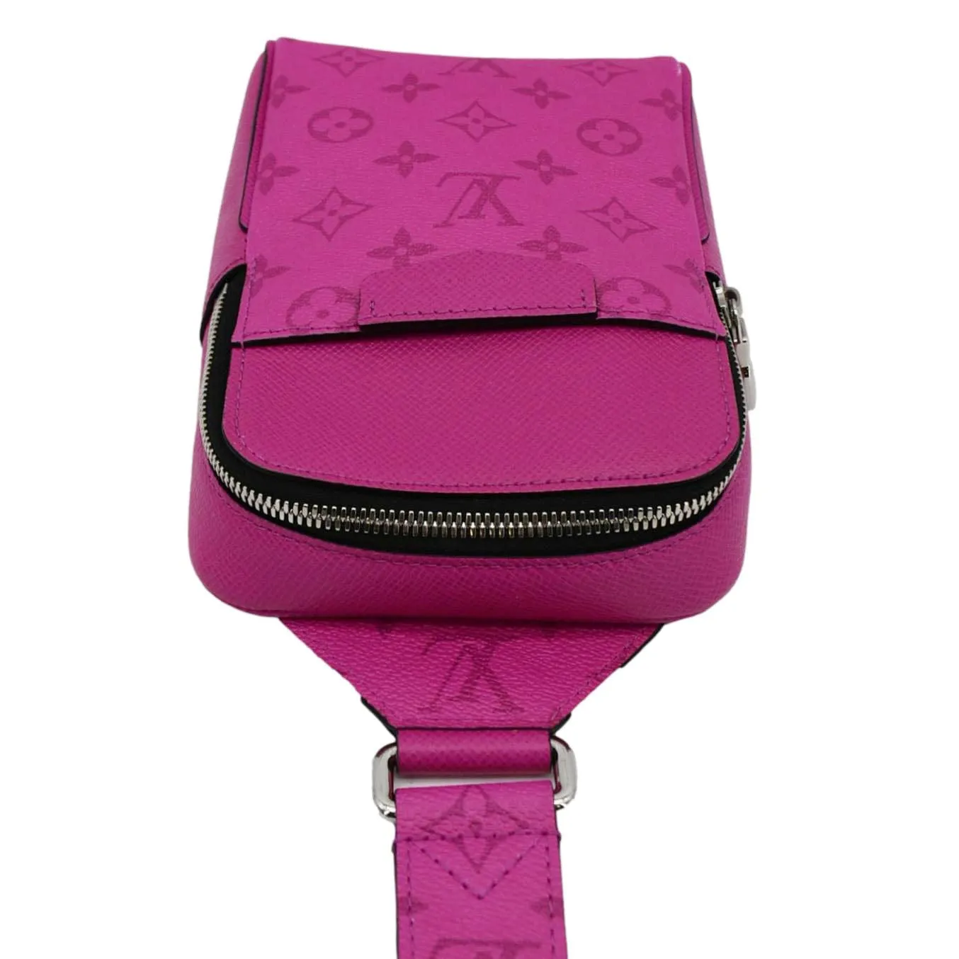 LOUIS VUITTON Outdoor Slingbag Monogram Taigarama Leather Crossbody Bag Fuchsia