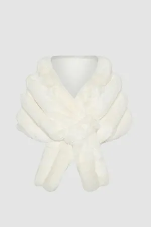 Maura Fur-Free White Chinchilla Shawl in White by THEIA - RENTAL