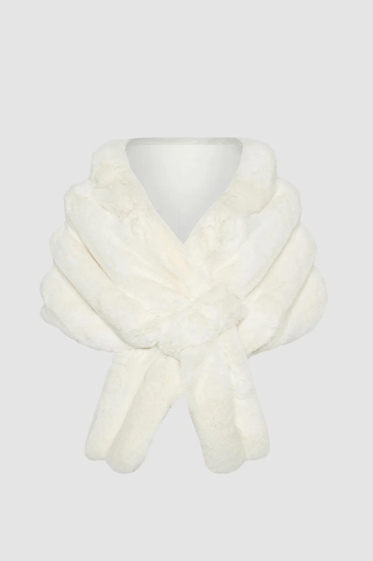 Maura Fur-Free White Chinchilla Shawl in White by THEIA - RENTAL
