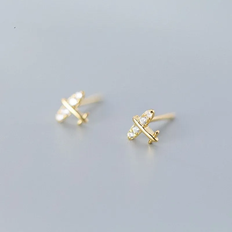 Mini Airplane Stud Earrings-ECZ010