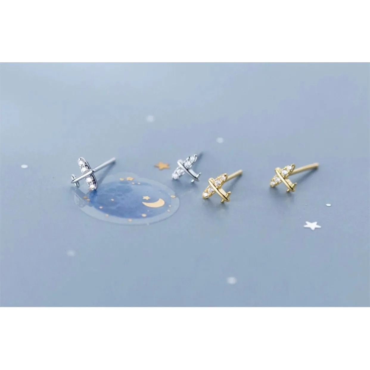 Mini Airplane Stud Earrings-ECZ010