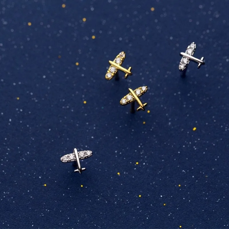 Mini Airplane Stud Earrings-ECZ010