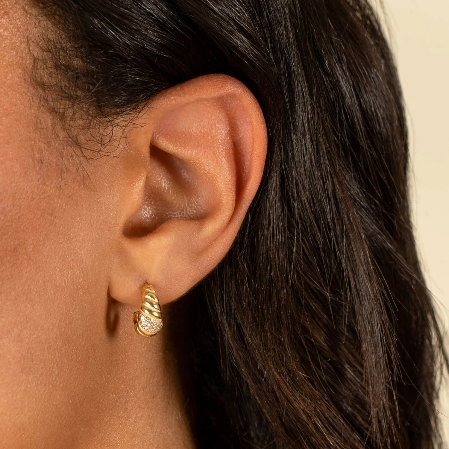 Mini CZ Braided Hoop Earring