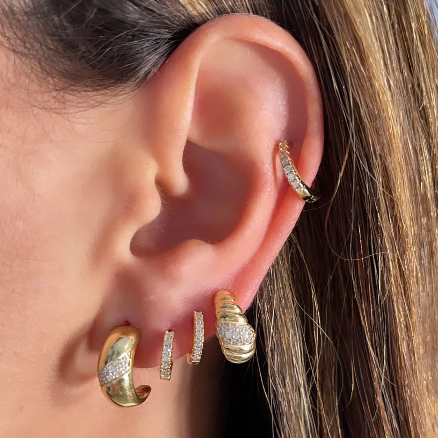 Mini CZ Braided Hoop Earring