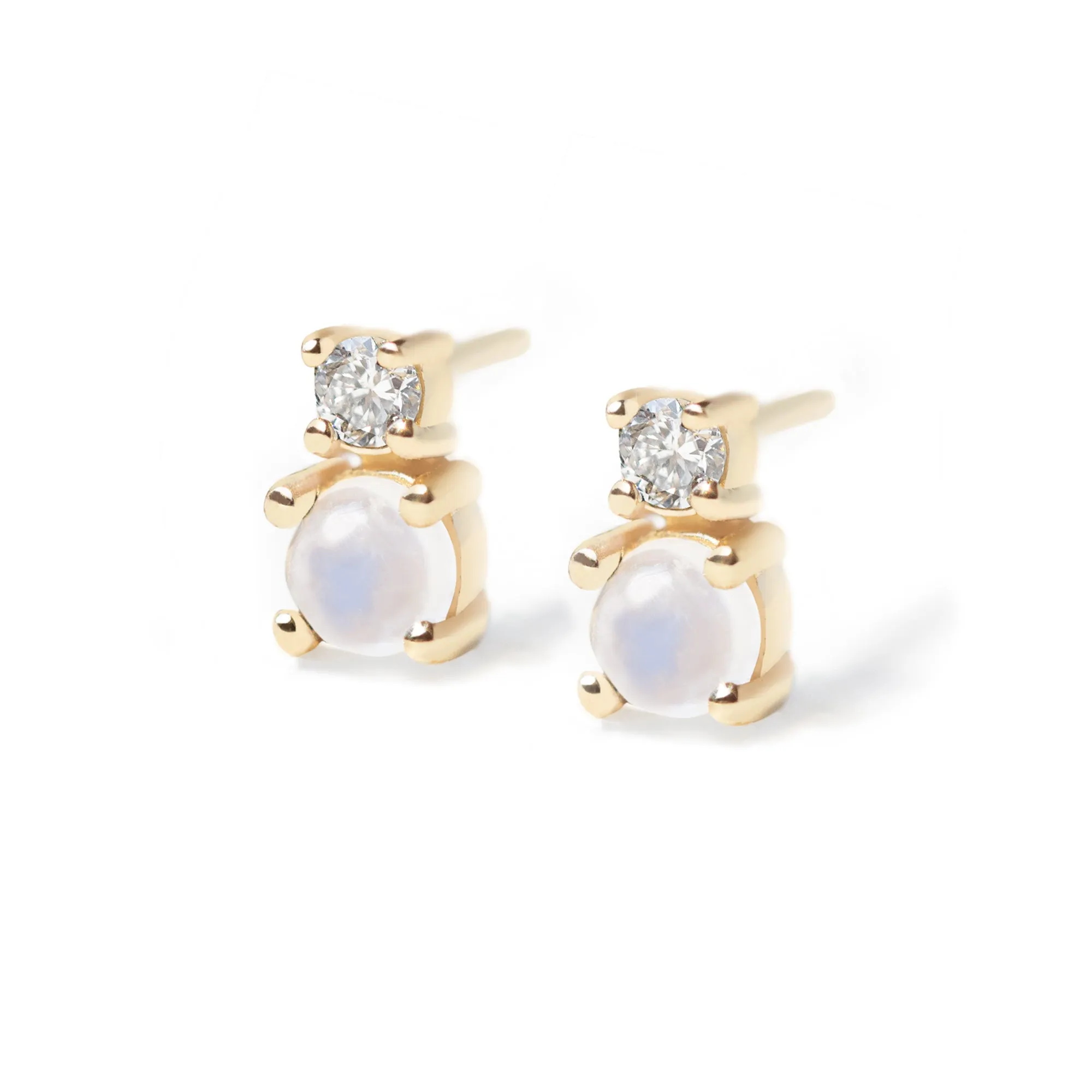 Mini Moonstone Diamond Earrings