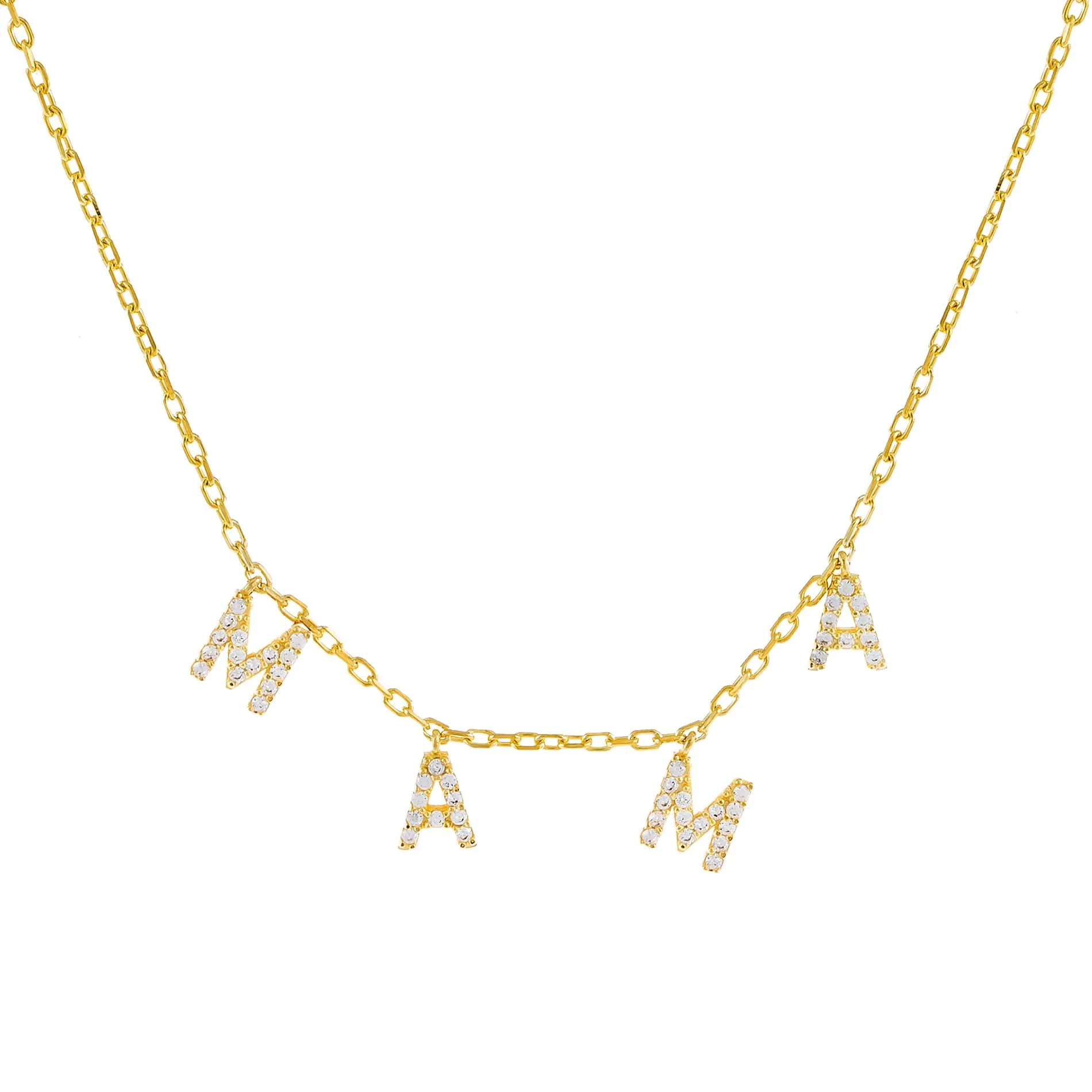 Mini Pavé 'MAMA' Block Name Necklace