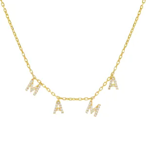 Mini Pavé 'MAMA' Block Name Necklace