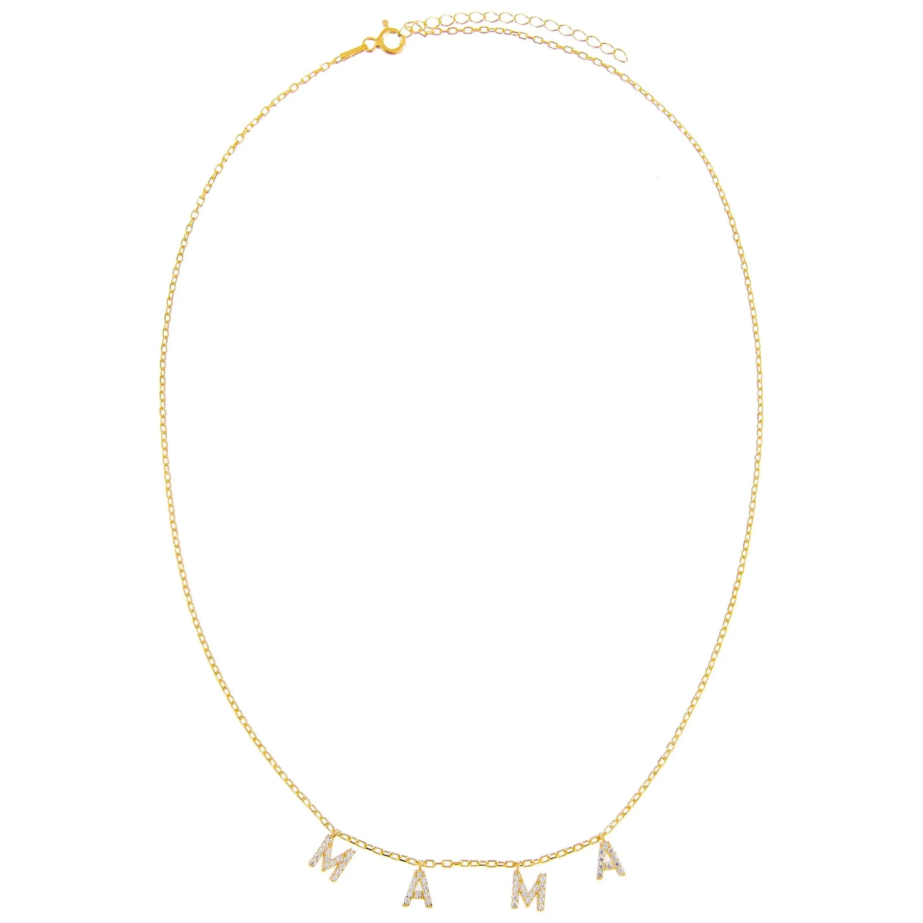 Mini Pavé 'MAMA' Block Name Necklace