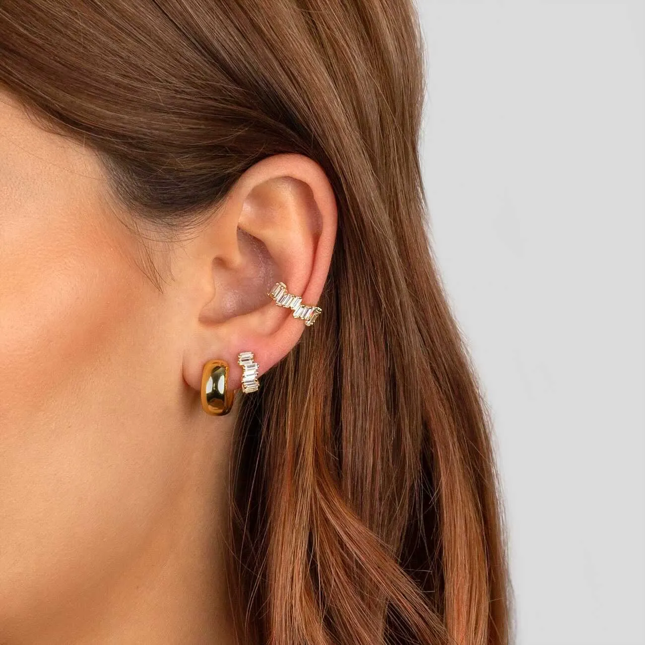 Mini Scattered Baguette Huggie Earring