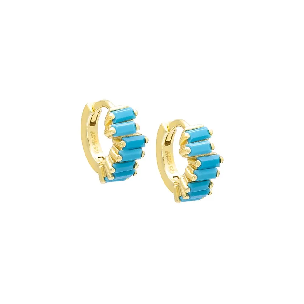 Mini Scattered Baguette Huggie Earring