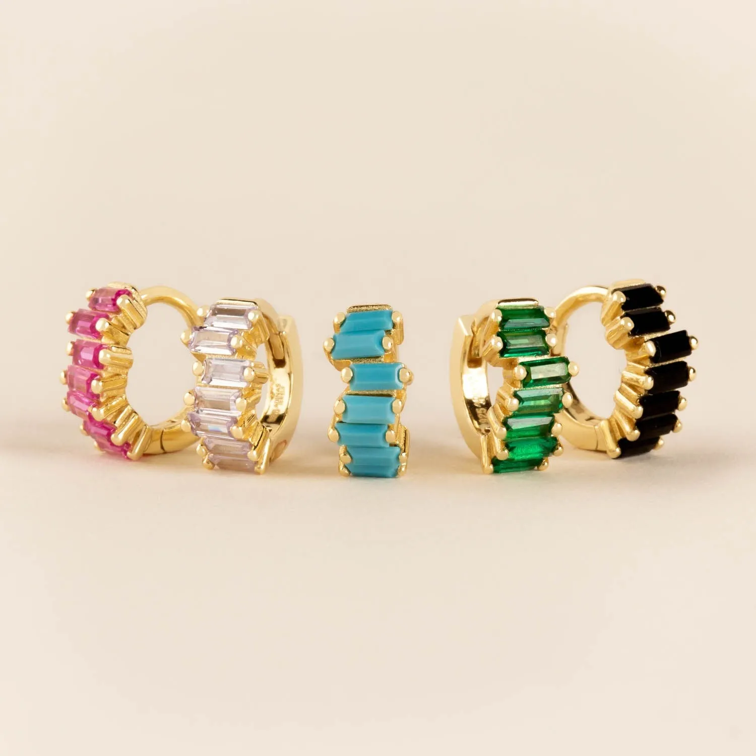 Mini Scattered Baguette Huggie Earring
