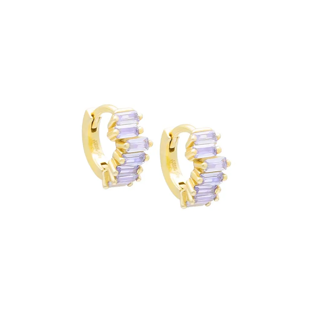 Mini Scattered Baguette Huggie Earring