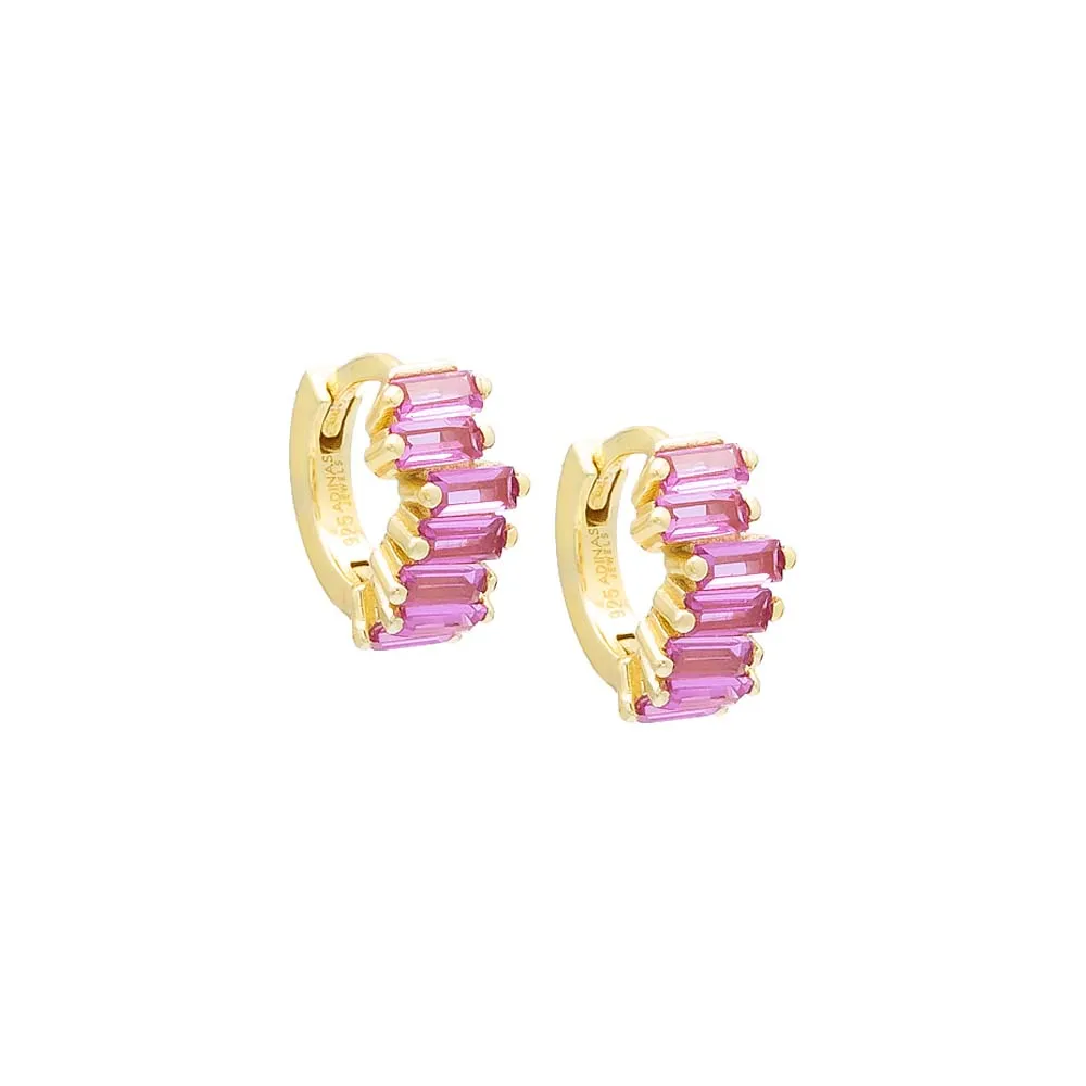 Mini Scattered Baguette Huggie Earring