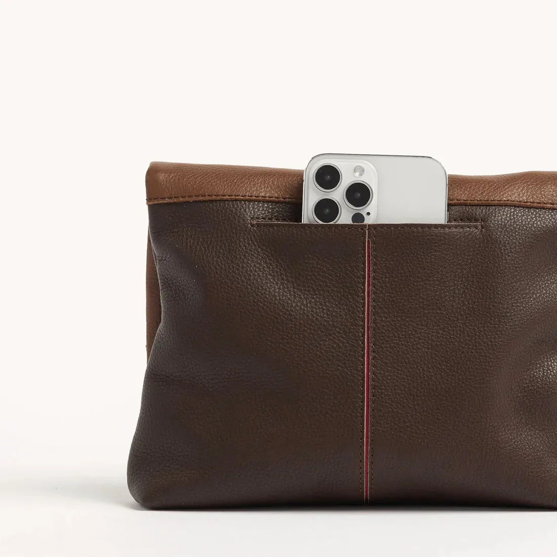NEW Hammitt VIP Medium Orchestra Brown/Gunmetal Leather Crossbody Clutch