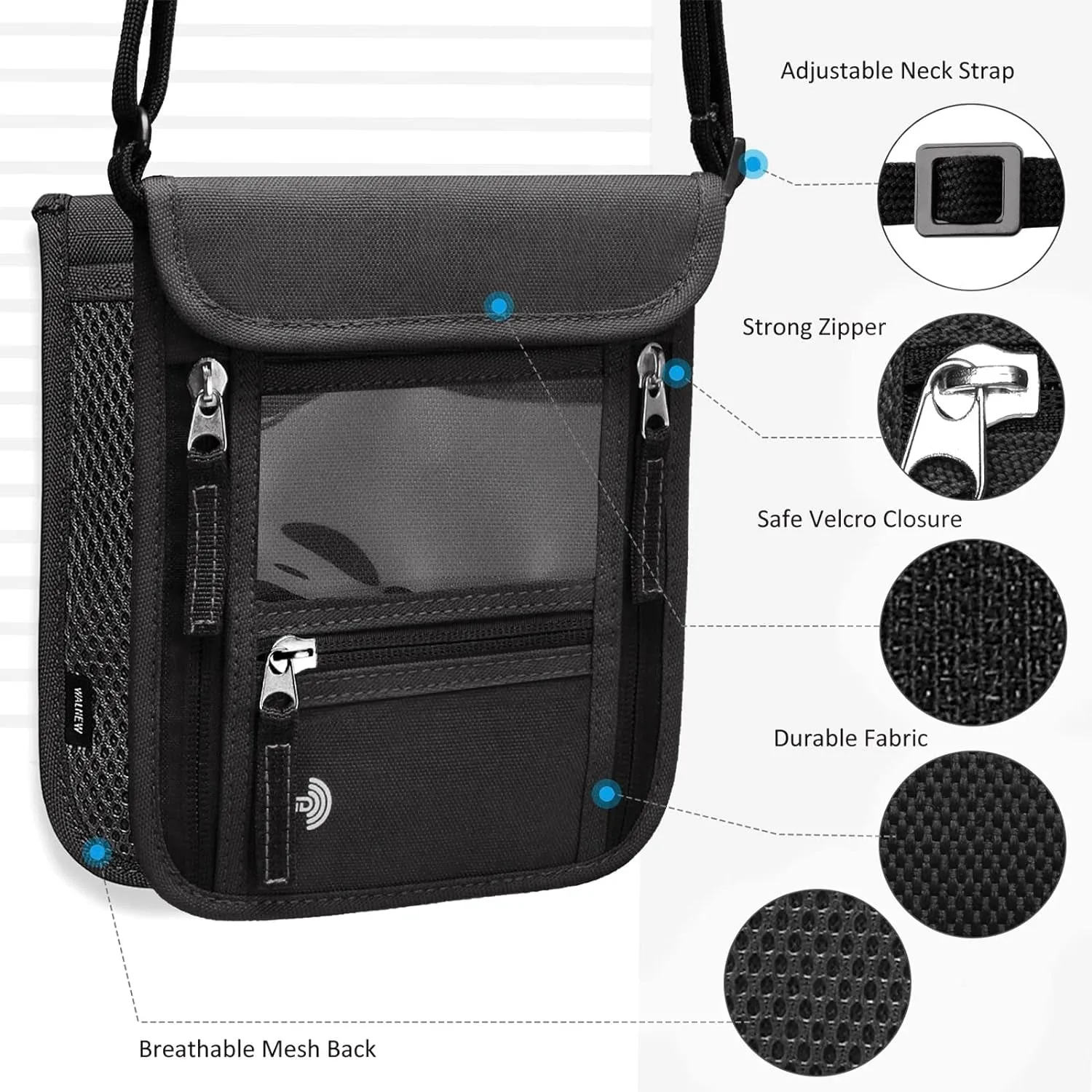 Passport Holder Neck Pouch Travel Wallet for Women and Men
