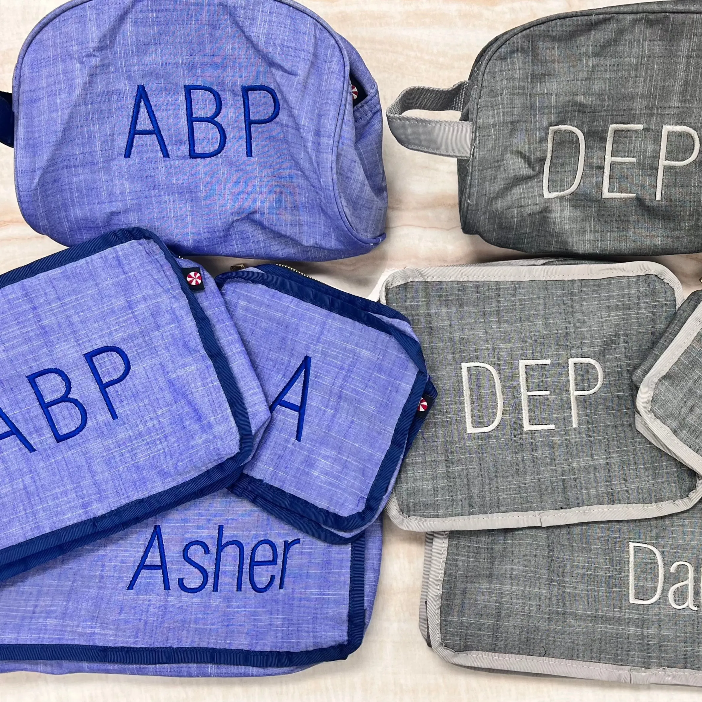 Personalized Chambray Blue Navy Traveler Pouch
