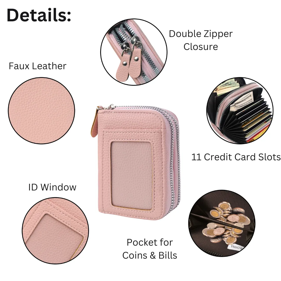 Pink Faux Leather NGIL Zippered Wallet