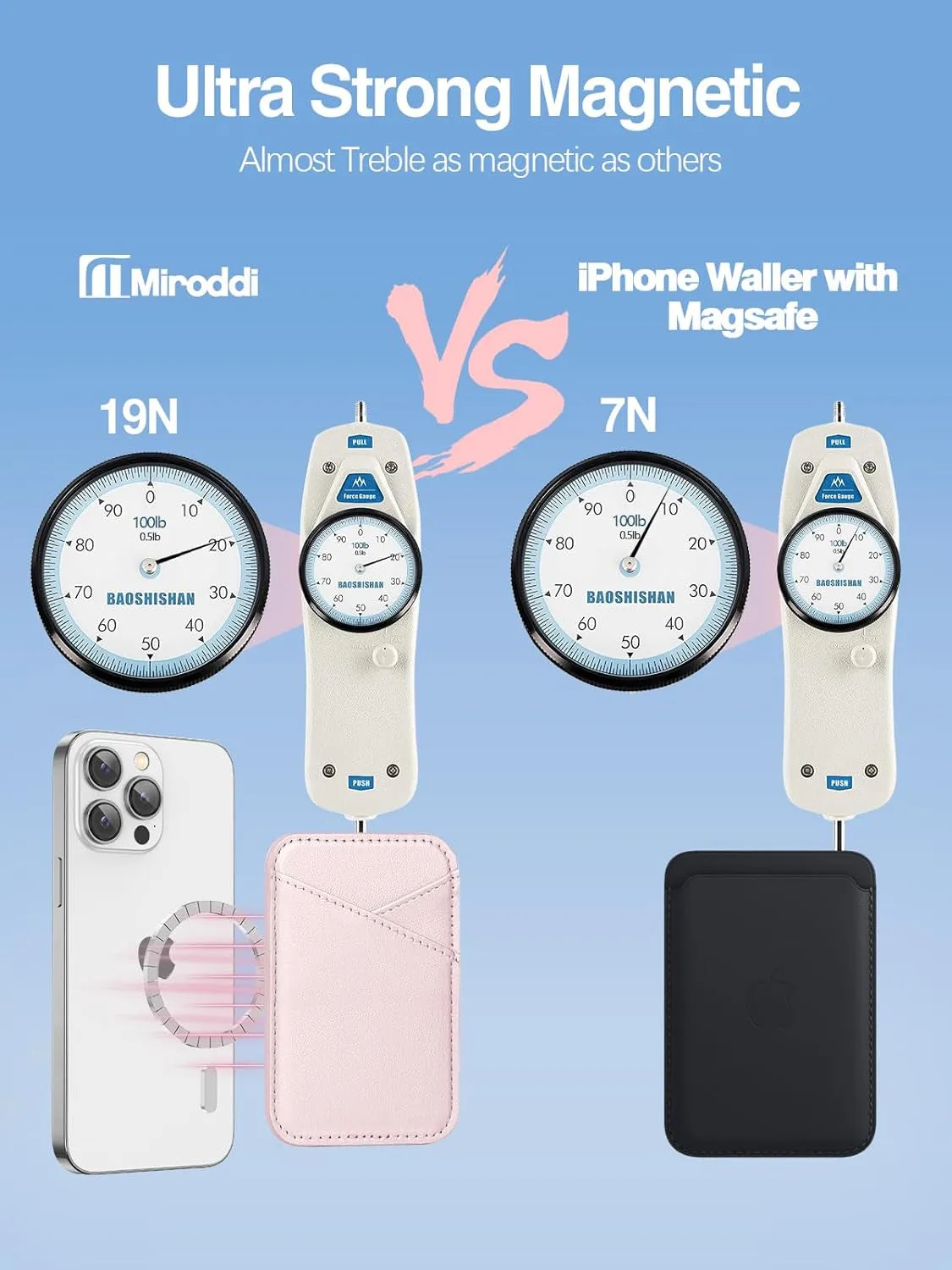 Pink MagSafe Wallet 0.12" Invisible Ultra-Thin Magnetic Phone Wallet