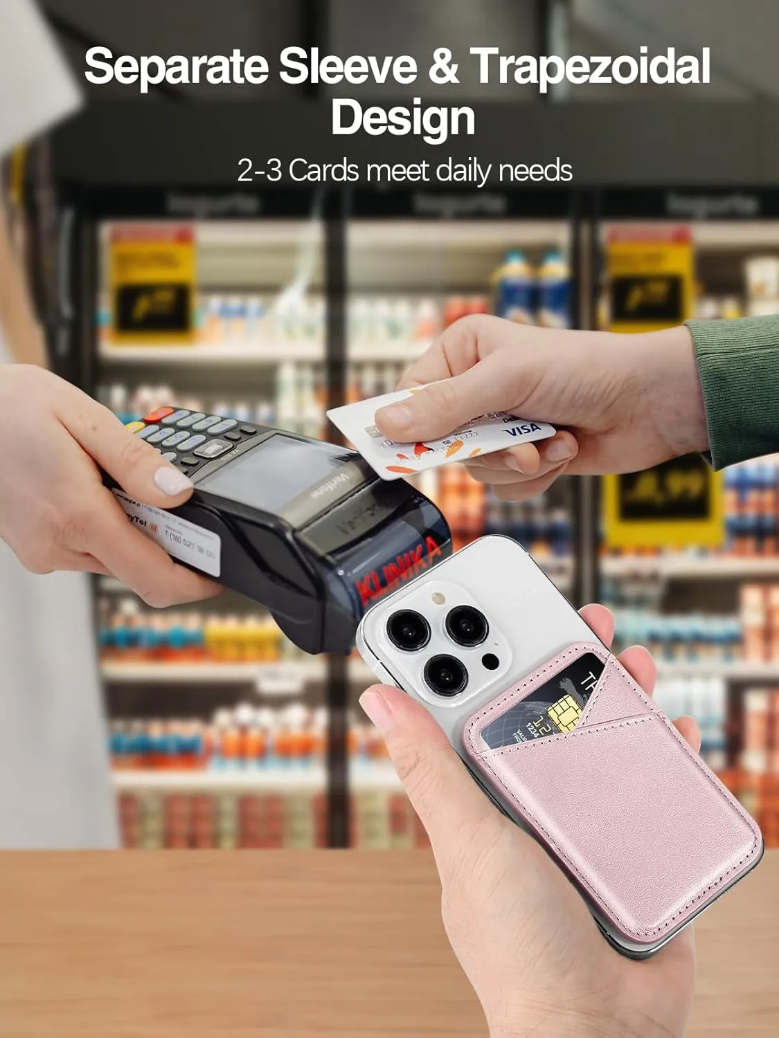 Pink MagSafe Wallet 0.12" Invisible Ultra-Thin Magnetic Phone Wallet