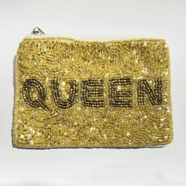 QUEEN Beaded Mini Coin Purse