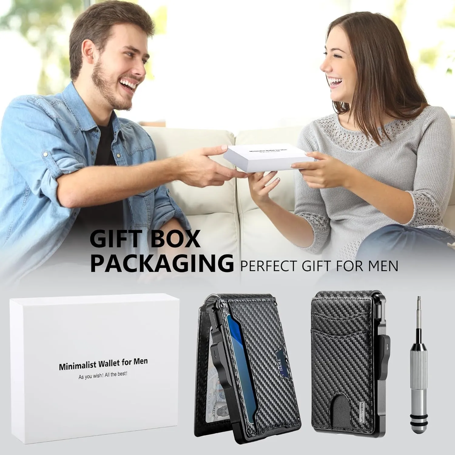 RFID Blocking Bifold Aluminum Wallet For Men Money Clip Inside