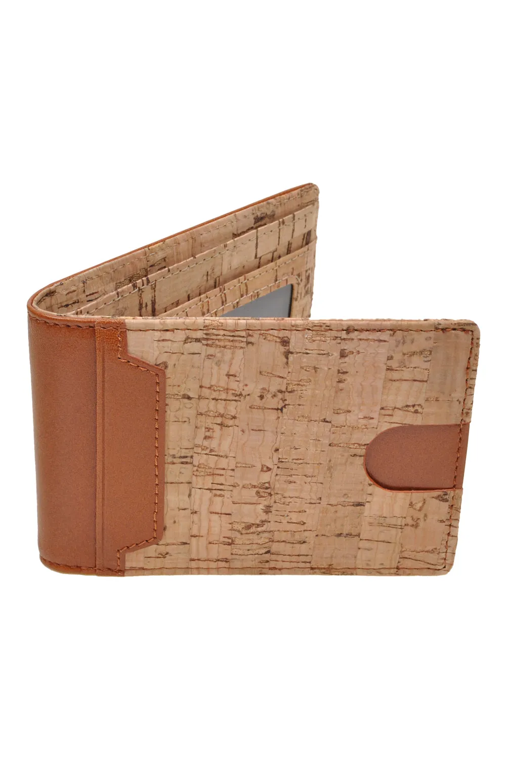 RFID Blocking Slim Bifold Minimalist Front Pocket Cork Leather Wallet Card Holder for Men.