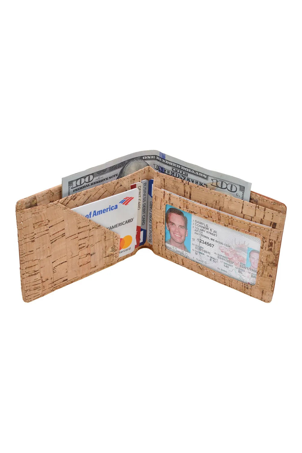 RFID Blocking Slim Bifold Minimalist Front Pocket Cork Leather Wallet Card Holder for Men.