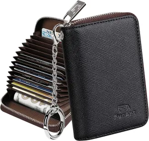 RFID Blocking Zipper Card Cases Holder KeyChain Wallet
