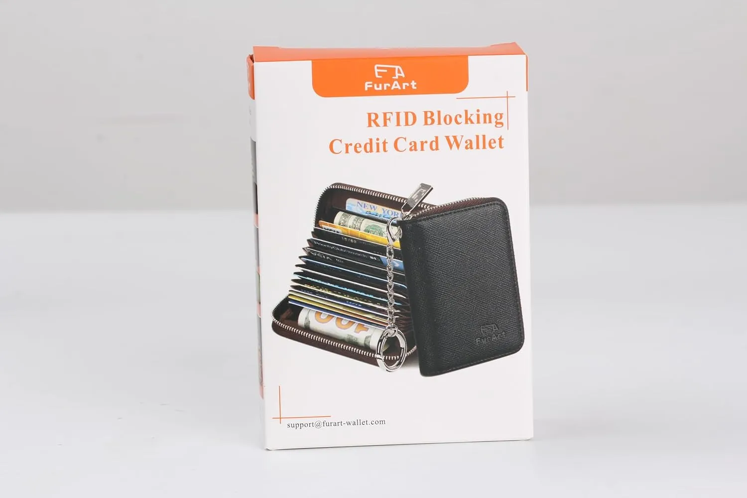 RFID Blocking Zipper Card Cases Holder KeyChain Wallet
