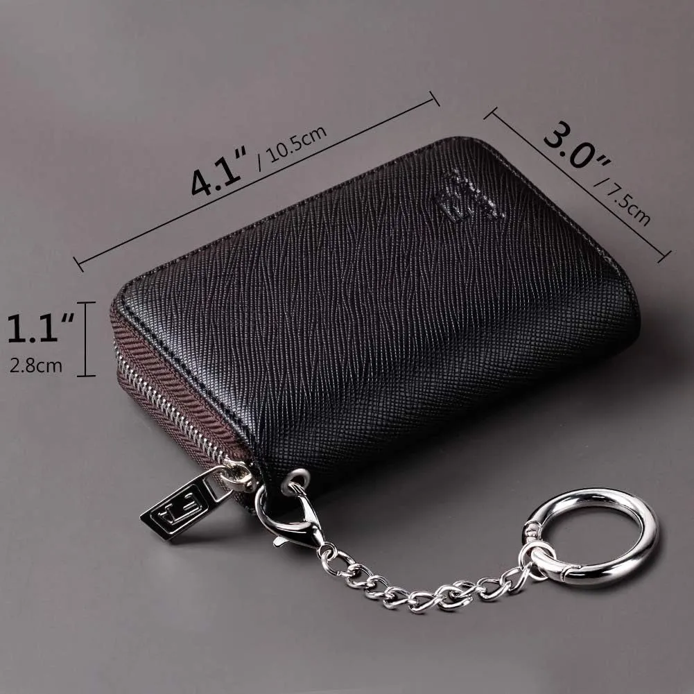 RFID Blocking Zipper Card Cases Holder KeyChain Wallet