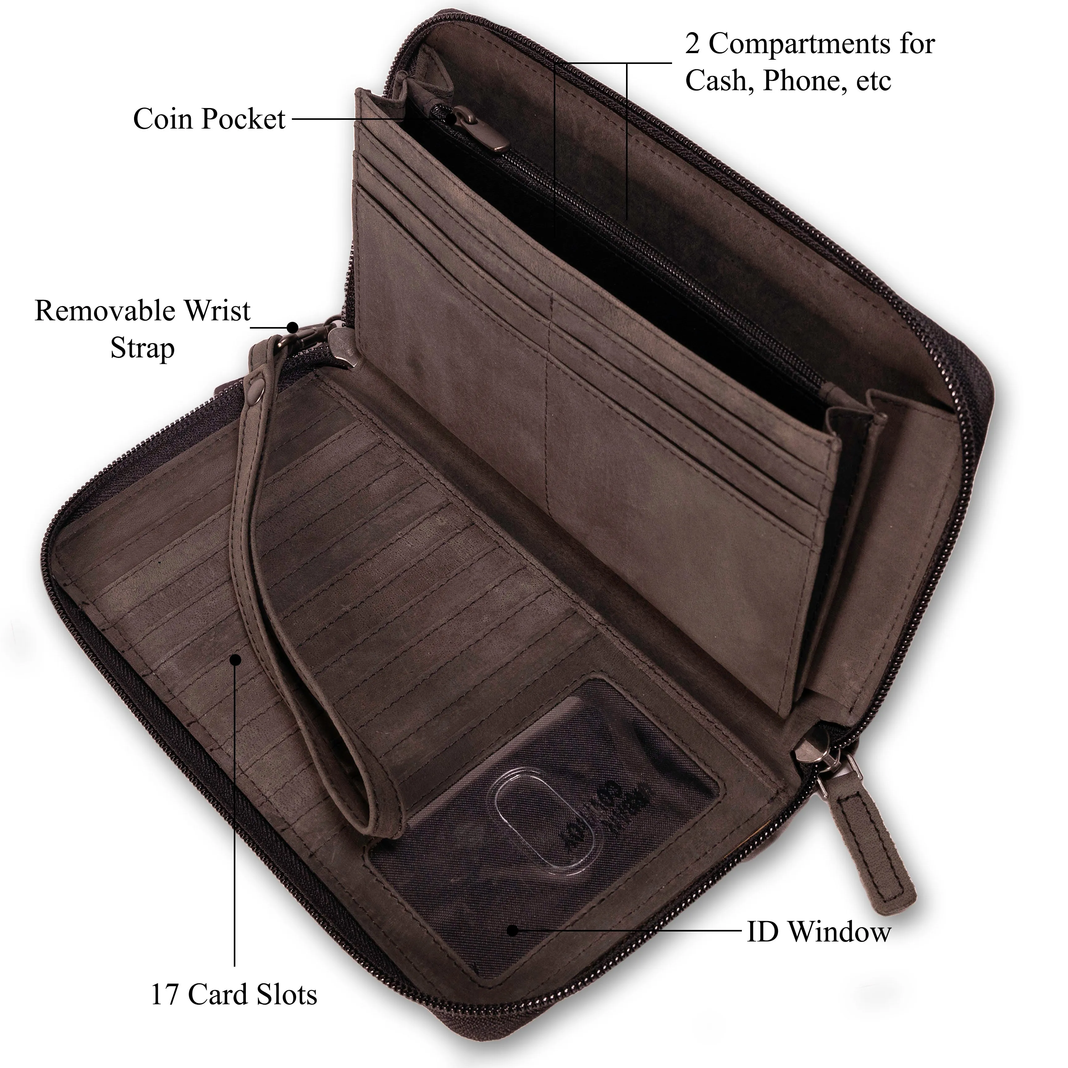 Shelby | Leather Hair-On Cowhide Clutch/Wallet with RFID Blocking Technology | High Capacity for Cards