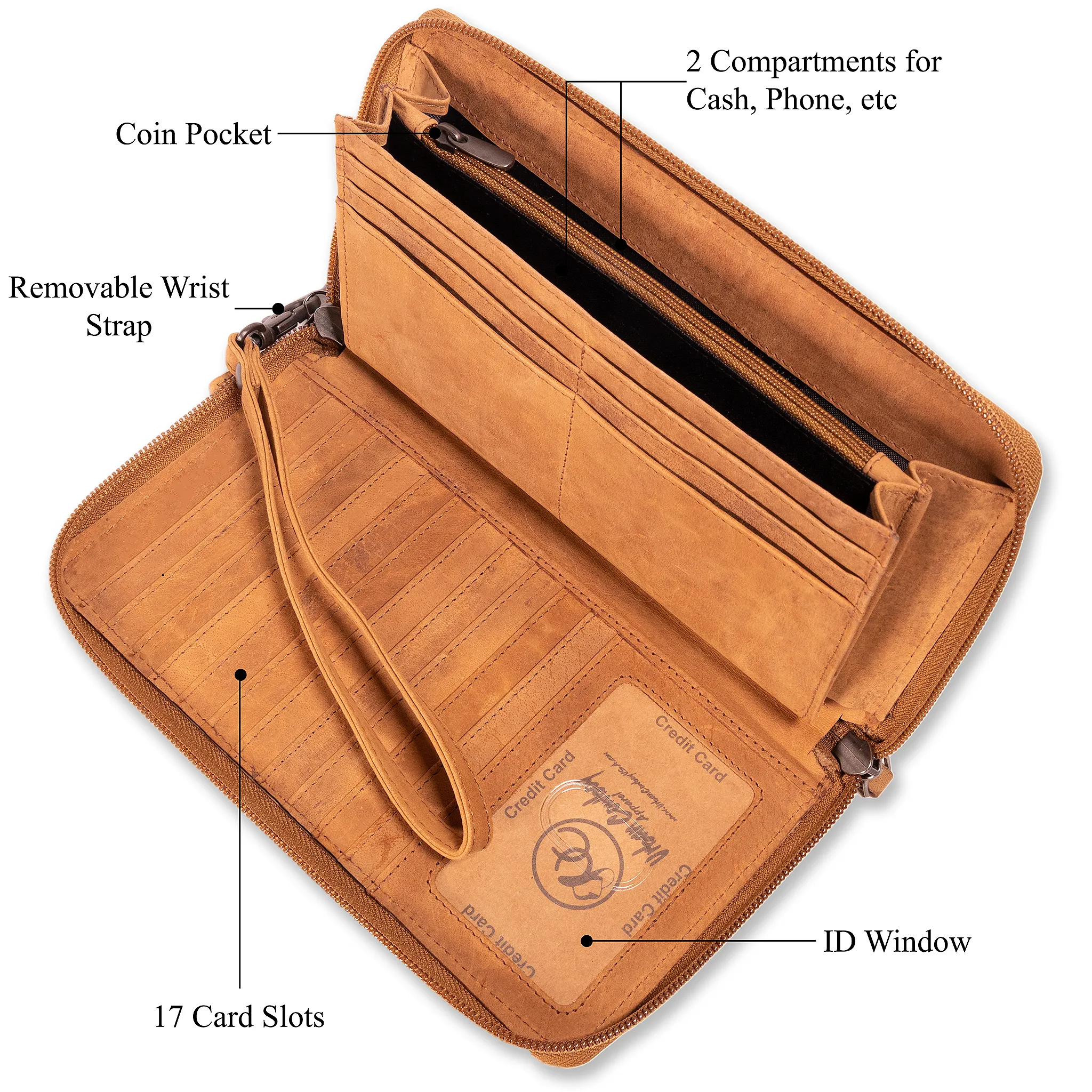 Shelby | Leather Hair-On Cowhide Clutch/Wallet with RFID Blocking Technology | High Capacity for Cards