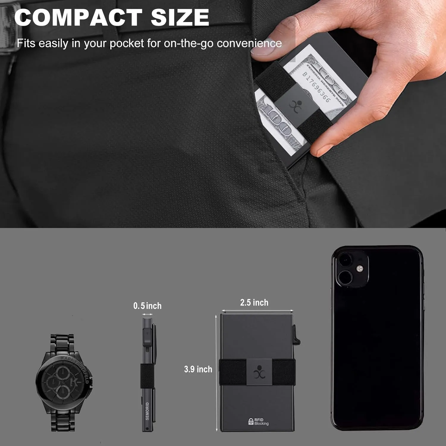 Slim Aluminum Card Holder for Men, Pop Up Wallet with Expandable Backplate