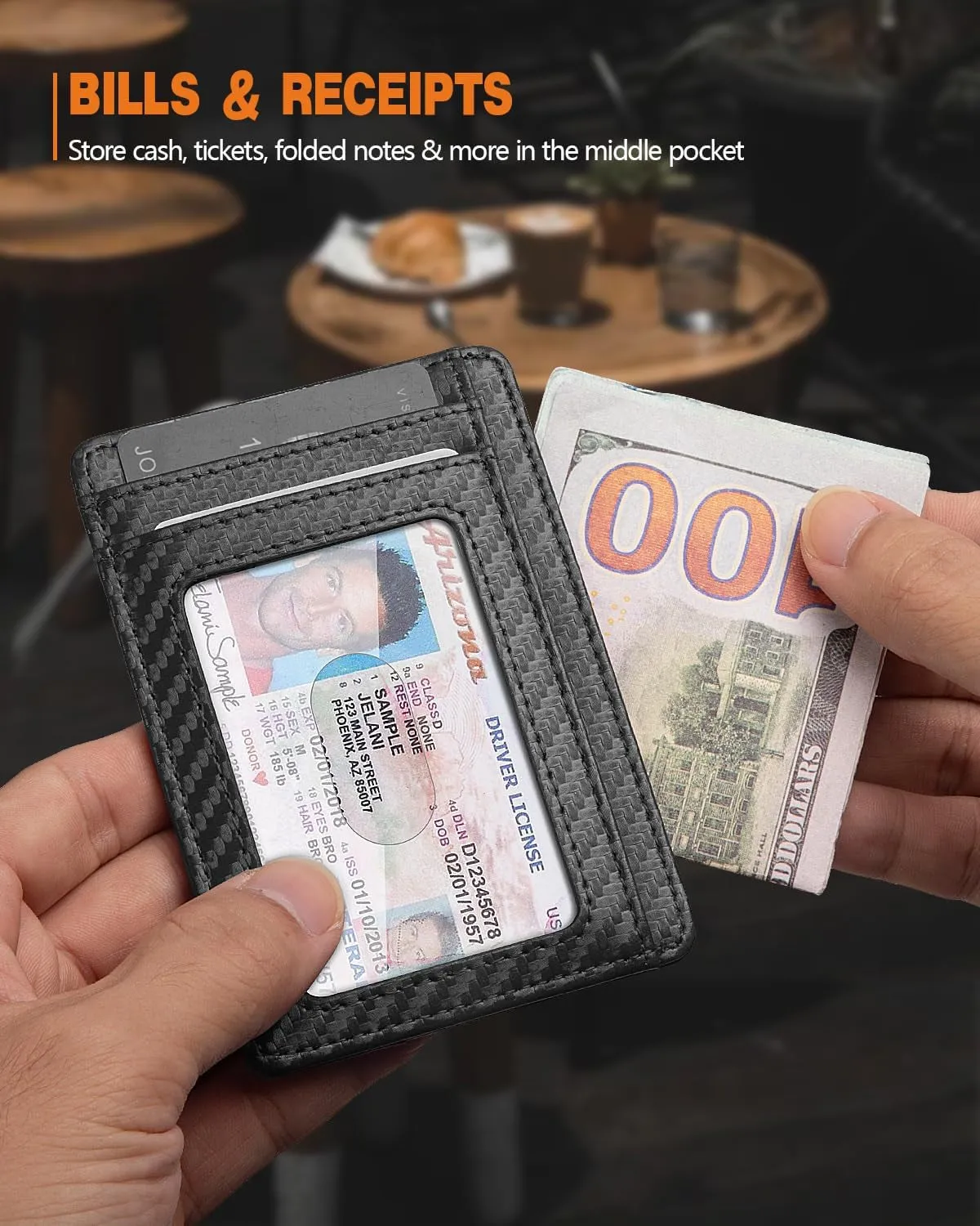Slim Minimalist RFID Blocking Front Pocket Leather Wallets, Black