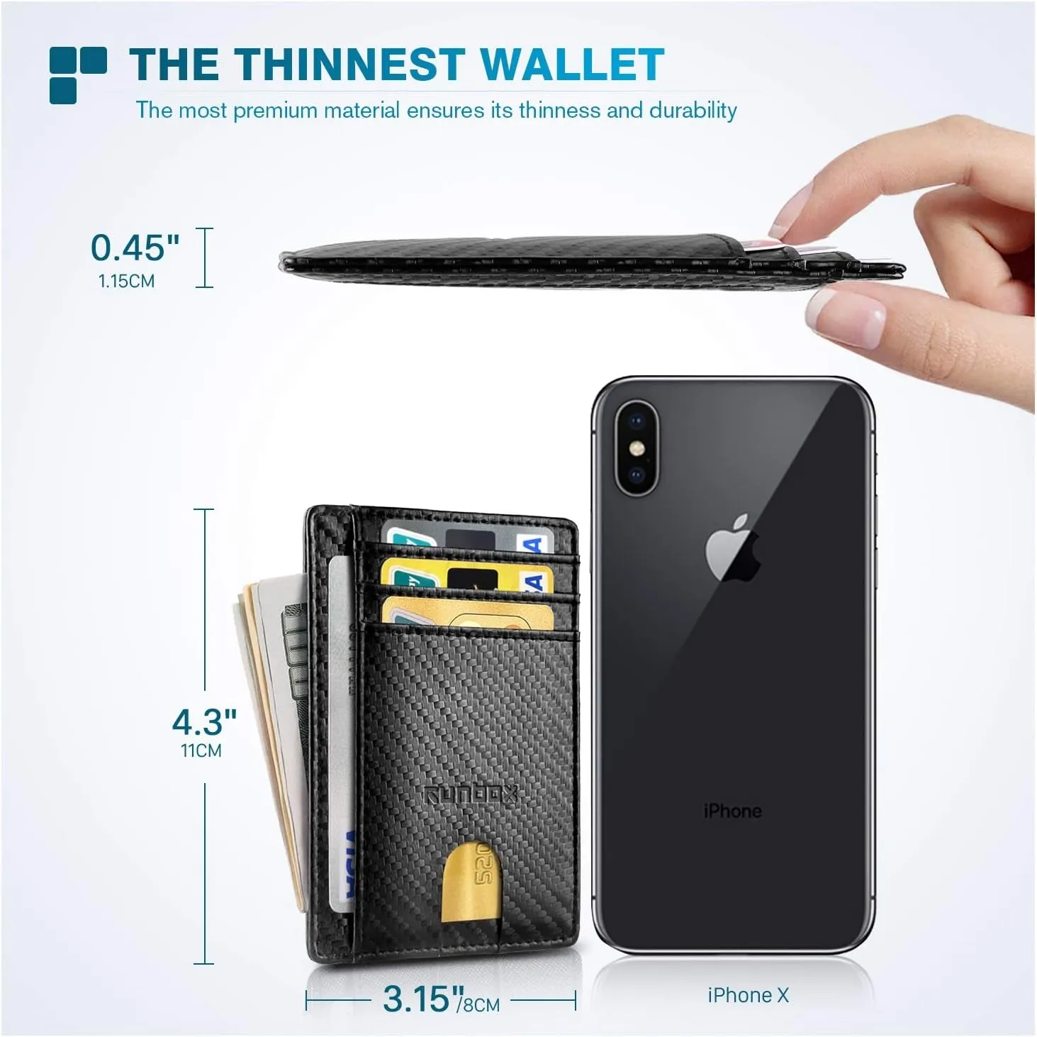 Slim Minimalist RFID Blocking Front Pocket Leather Wallets, Black
