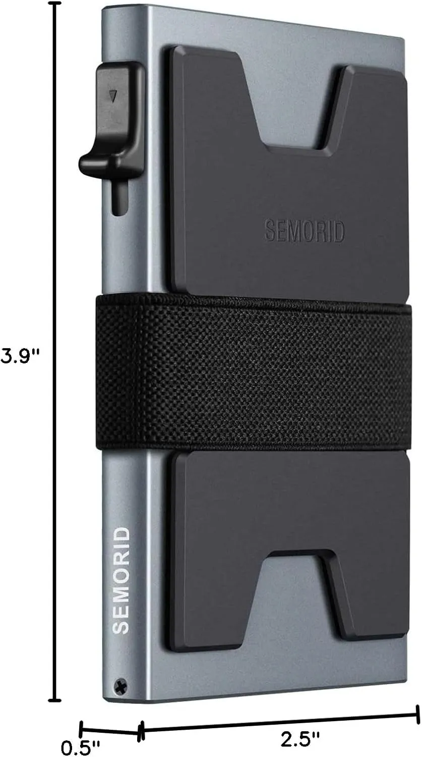 Slim Pop Up Aluminum Card Holder for Men, Durable Expandable Backplate, Grey