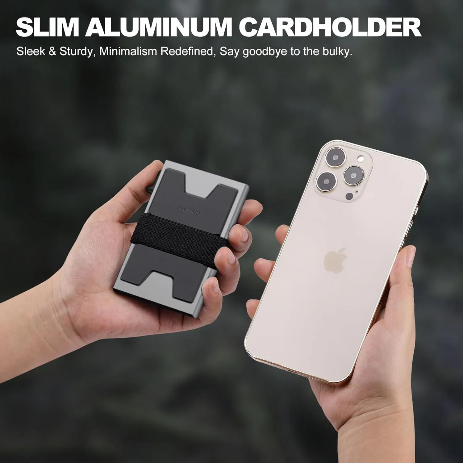Slim Pop Up Aluminum Card Holder for Men, Durable Expandable Backplate, Grey